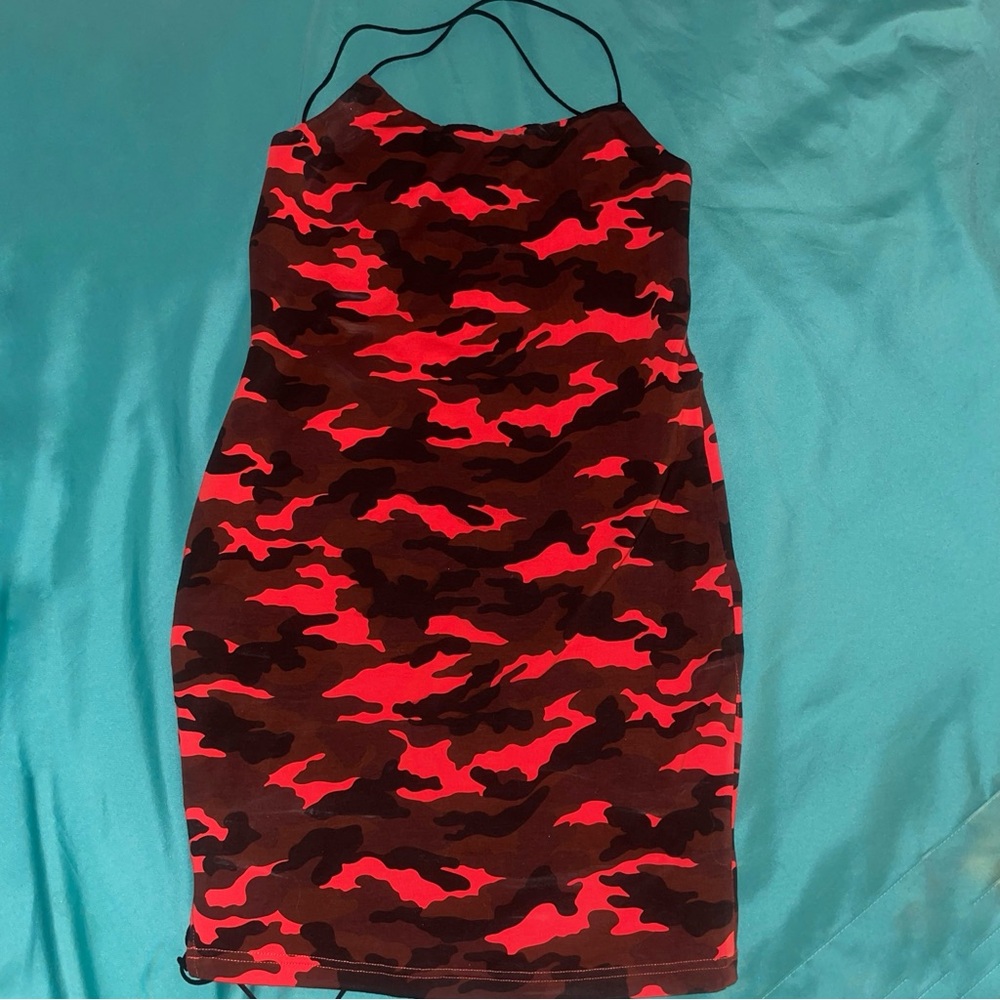 red camo dress